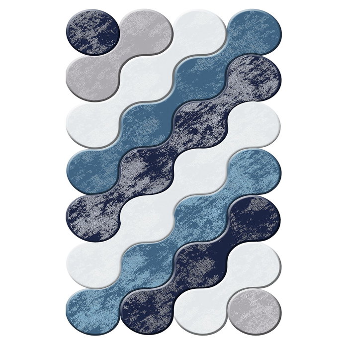Conceptum Alfombra Wookece298 Azul Claro, Turquesa, Lila y Azul Marino 100 x 200 cm